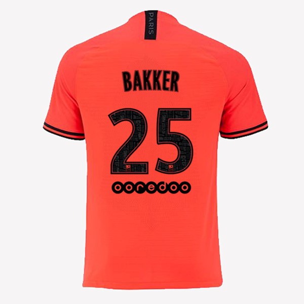 JORDAN Camiseta Paris Saint Germain NO.25 Bakker Segunda 2019-2020 Naranja